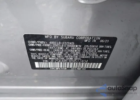 2023 Subaru Forester Touring из США, поврежденный, VIN JF2SKARC3PH512404